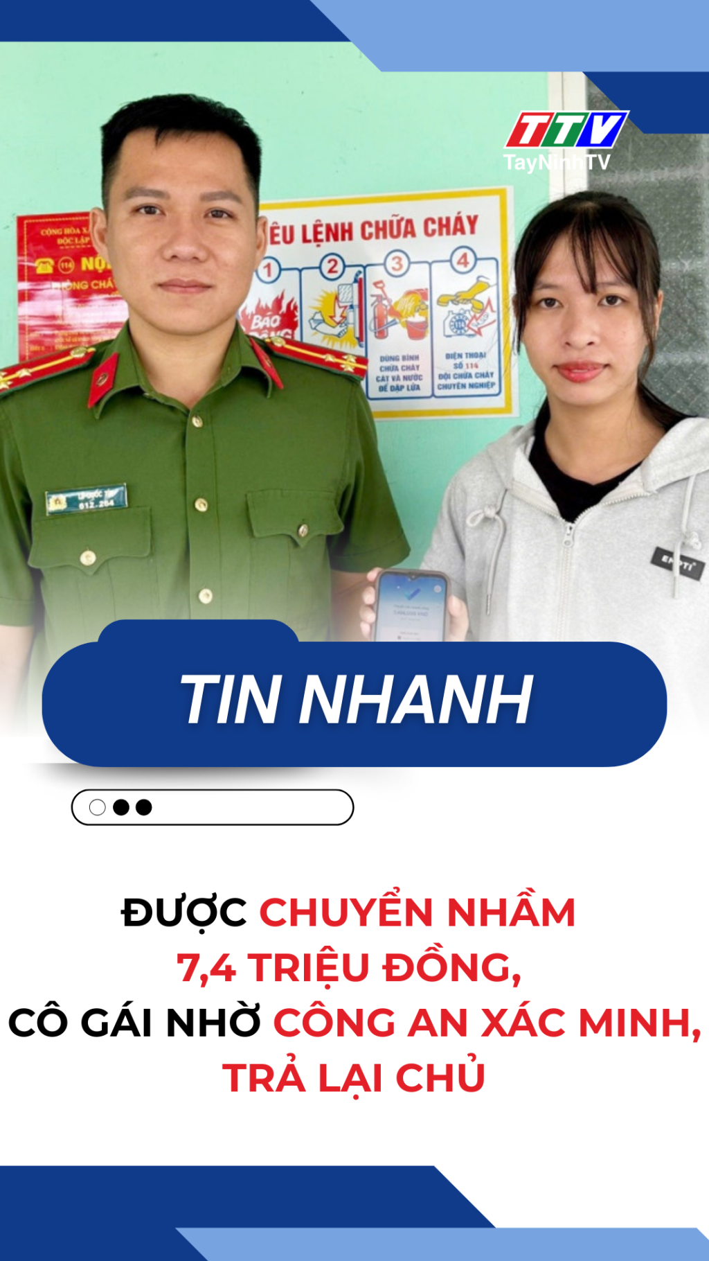Được chuyển nhầm 7,4 triệu đồng, c&ocirc; g&aacute;i nhờ C&ocirc;ng an x&aacute;c minh, trả lại chủ