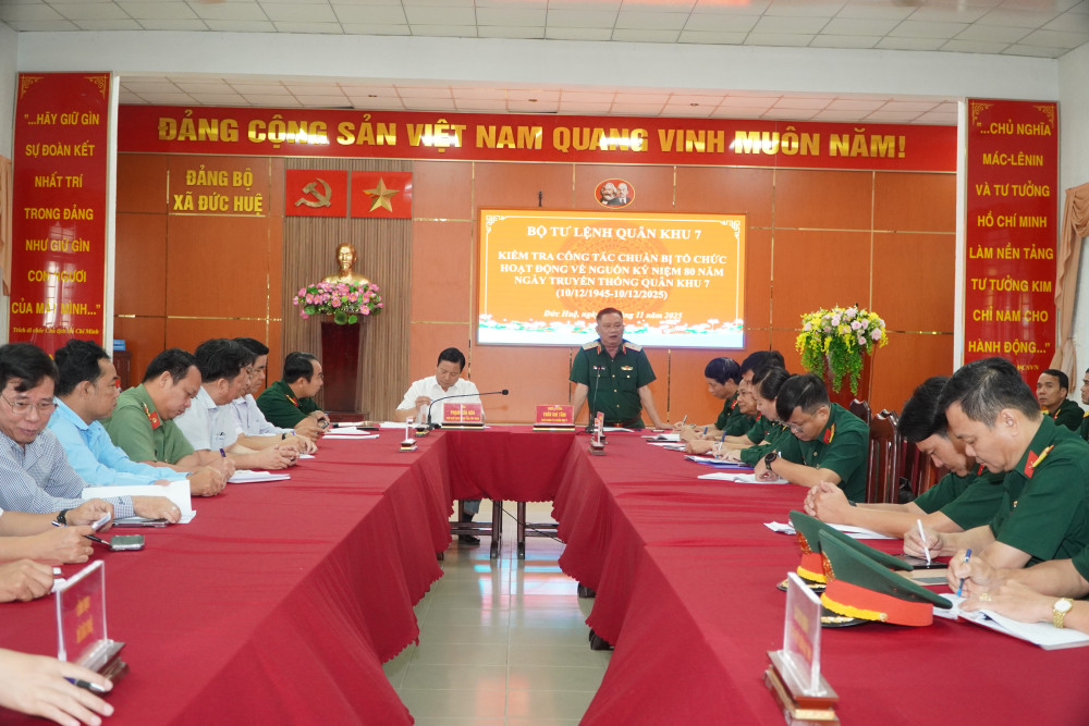 Đoàn công tác làm việc tại xã Đức Huệ