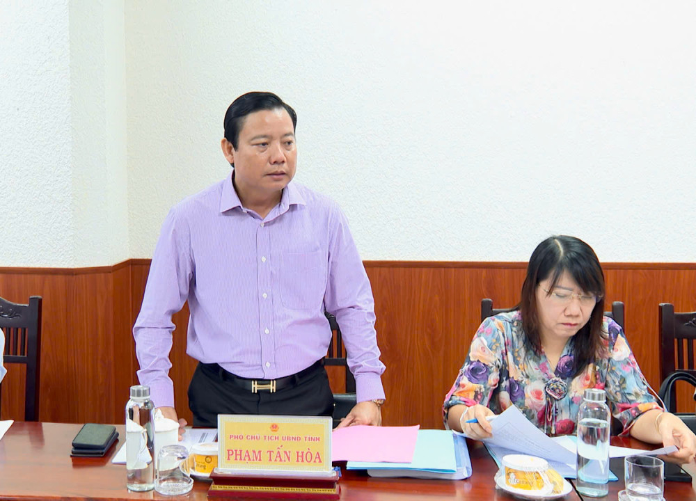 Phó Chủ tịch UBND tỉnh Phạm Tấn Hòa phát biểu kết luận hội nghị