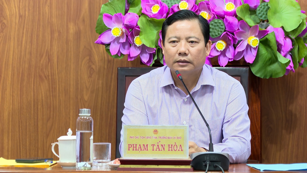 Phó Chủ tịch UBND tỉnh Tây Ninh Phạm Tấn Hoà phát biểu chỉ đạo tại cuộc họ