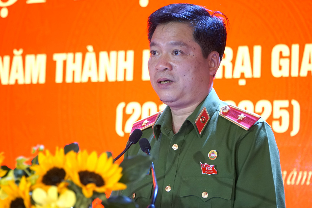 Thiếu tướng Nguyễn Thanh Trường - Ủy viên Đảng ủy Công an Trung ương, Bí thư Đảng ủy, Cục trưởng Cục C10, Bộ Công an, phát biểu chỉ đạo