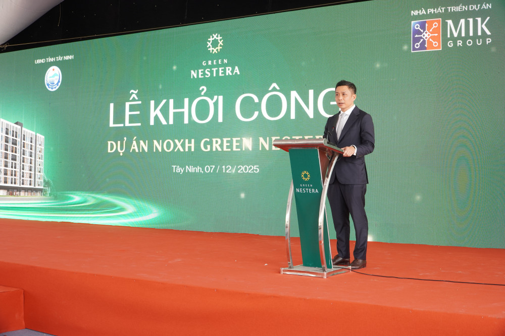 Đại diện Tập đoàn MIK phát biểu cam kết tại lễ khởi công