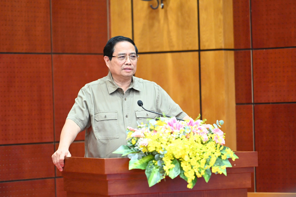 Thủ tướng Chính phủ Phạm Minh Chính phát biểu chỉ đạo tại buổi làm việc với Ban Thường vụ Tỉnh ủy Tây Ninh