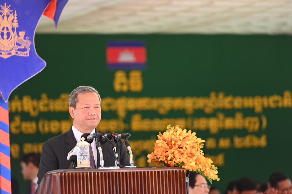 Thủ tướng Campuchia Samdech Moha Bovor Thipadei Hun Manet phát biểu tại buổi lễ khai trương 