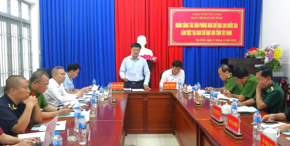 Đoàn công tác Văn phòng Ban Chỉ đạo 389 Quốc gia làm việc với Ban Chỉ đạo 389 tỉnh Tây Ninh