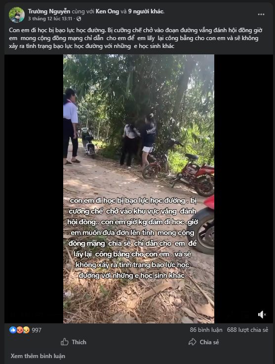 Dòng trạng thái của người thân em B trên mạng xã hội thu hút lượng lớn sự quan tâm của dư luận