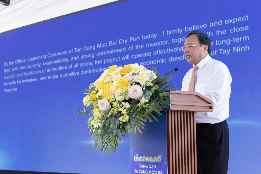 Phó Bí thư Tỉnh uỷ, Chủ tịch UBND tỉnh Tây Ninh Lê Văn Hẳn phát biểu tại lễ công bố 