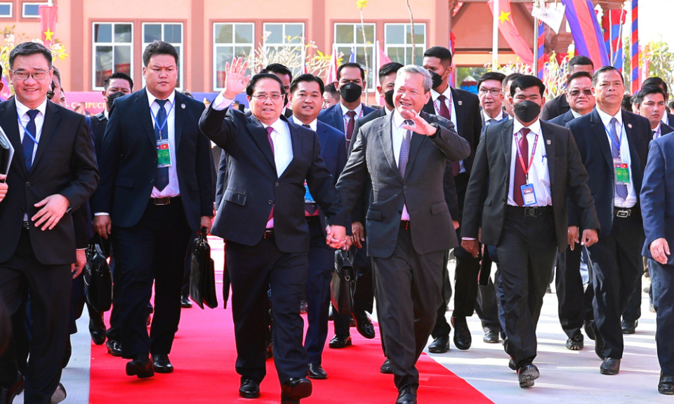 Thủ tướng hai nước Việt Nam - Campuchia dự lễ khai trương cặp Cửa khẩu Quốc tế Tân Nam - Meun Chey