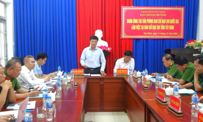 Đoàn công tác Văn phòng Ban Chỉ đạo 389 Quốc gia làm việc tại Tây Ninh