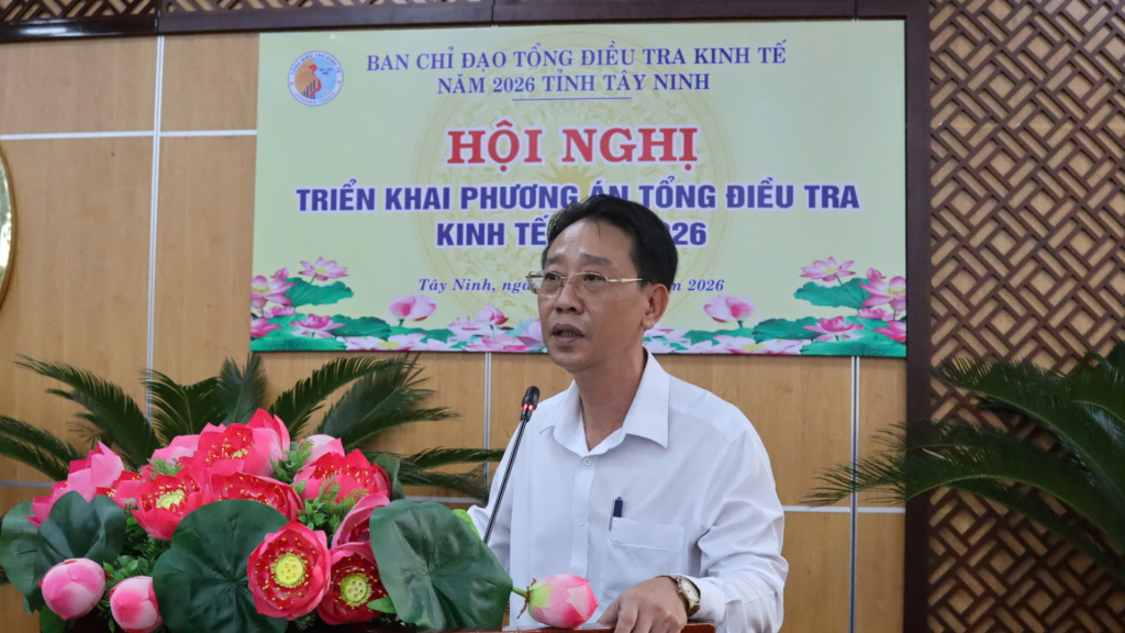Trưởng Thống kê tỉnh, Phó Trưởng thường trực Ban chỉ đạo Võ Thanh Sang phát biểu