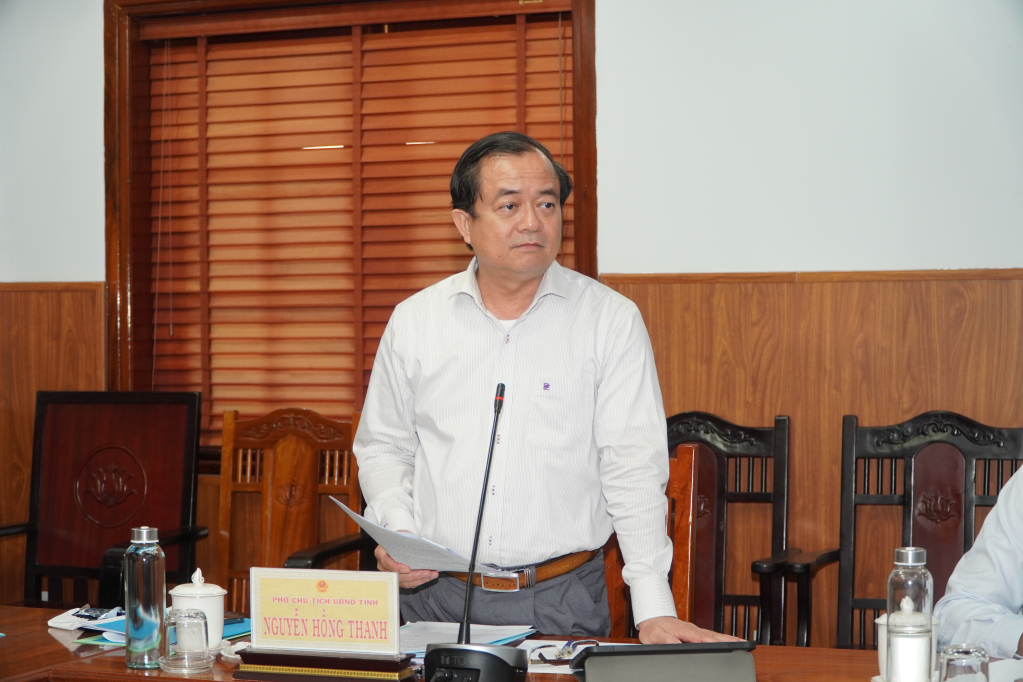 Phó Chủ tịch UBND tỉnh Nguyễn Hồng Thanh phát biểu tại cuộc họp