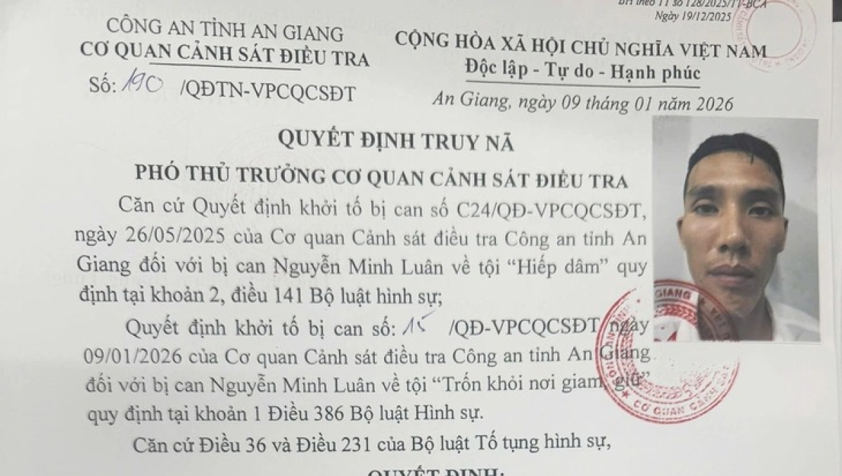An Giang: Truy n&atilde; 4 nghi phạm trốn khỏi trại tạm giam